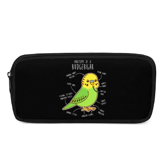 Green Budgie Anatomy Pencil Cases