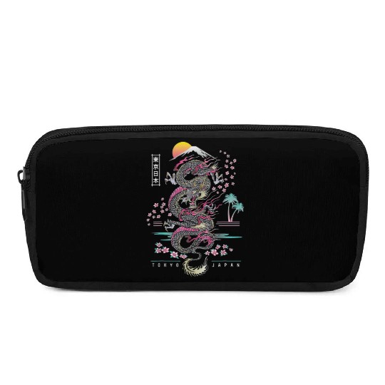 Japanese Dragon Asian Neon retro 80s style Pencil Cases