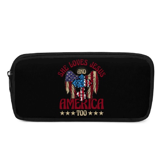 She loves jesus and America too Pencil Cases