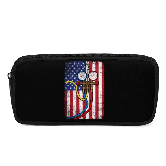 Patriotic HVAC Technician American Flag HVAC Tech Pencil Cases