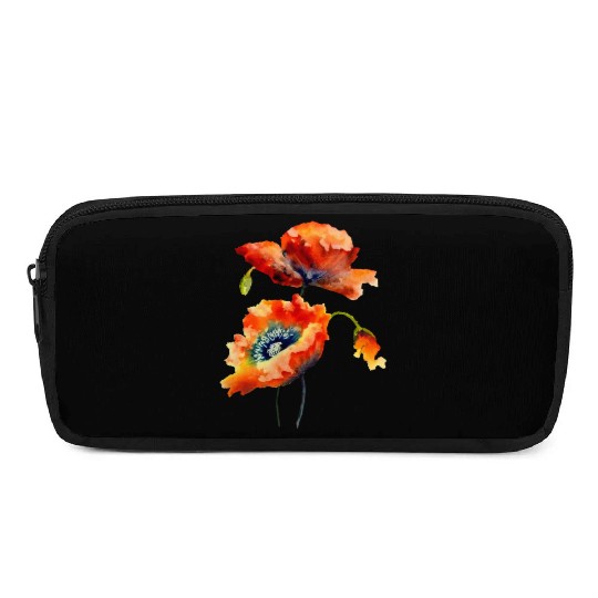 RED POPPIES Pencil Cases, WATERCOLOR RED POPPIES TOP