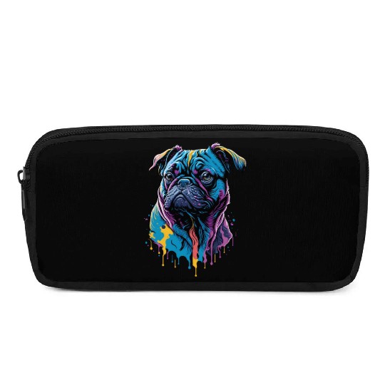 Neon Pug Dog Pencil Cases