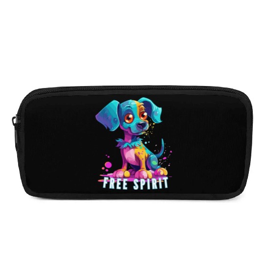 Free Spirit Pencil Cases: Puppy Synthwave Graffiti Kids