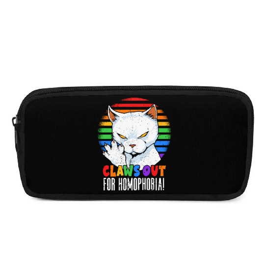 Claws Out for Homophobia Rainbow Angry LGBT Cat Pencil Cases