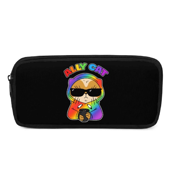 Ally Cat Rainbow LGBT Pride Month Feline Animal Pencil Cases