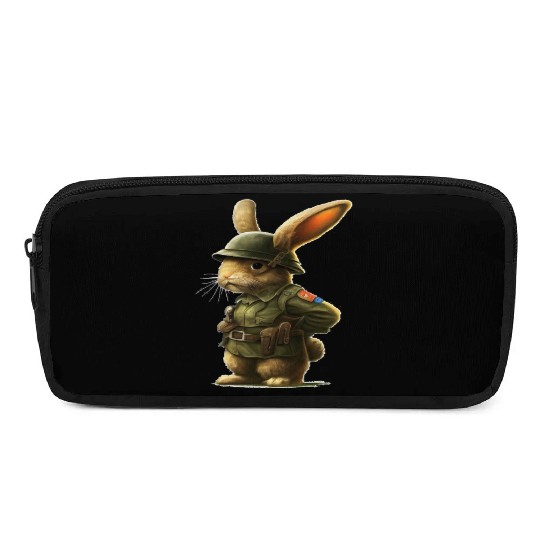 Courageous Bunny Soldier Pencil Cases