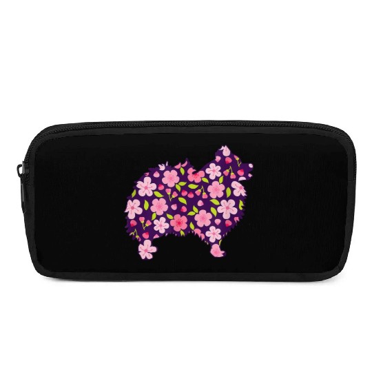 Pomeranian Dogs Flower Pattern Pomeranians Lover Pencil Cases