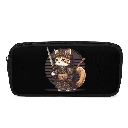 Samurai Cat Warrior Japanese Ninja Cat Kawaii Pencil Cases