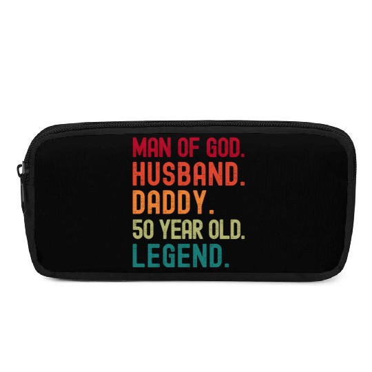 Man of God Husband Dad Funny 50th Birthday Pencil Cases