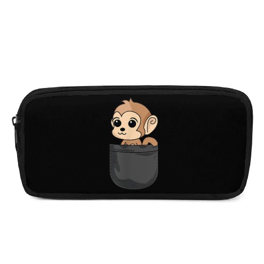 Monkey In Pocket Funny Animal Lover Gift Pencil Cases