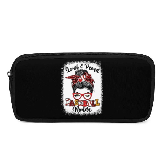 Loud And Proud Baseball Nonna Messy Bun Bleached Pencil Cases