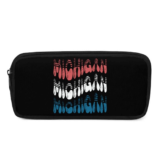 Michigan Red White Blue Cute Groovy Pencil Cases
