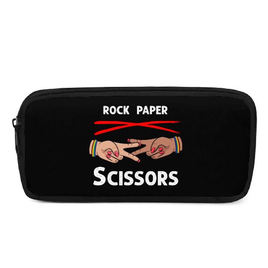 Rock Paper Scissors Funny Lesbian Pride LGBT Pencil Cases