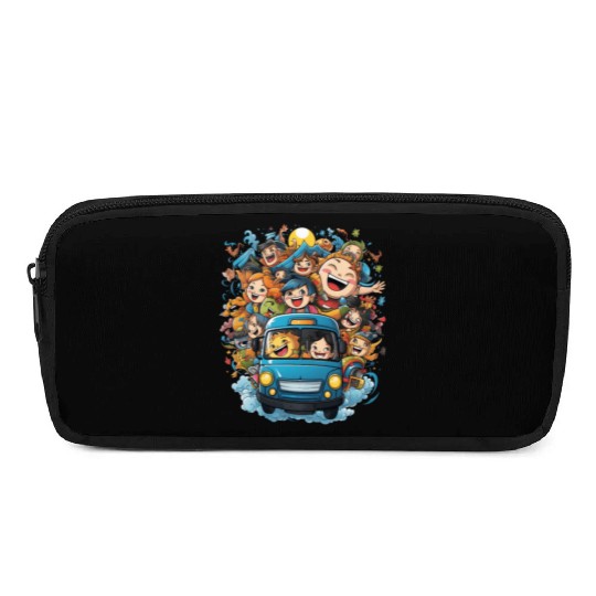 Back to School Pre-K Kindergarten School Bus Pencil Cases