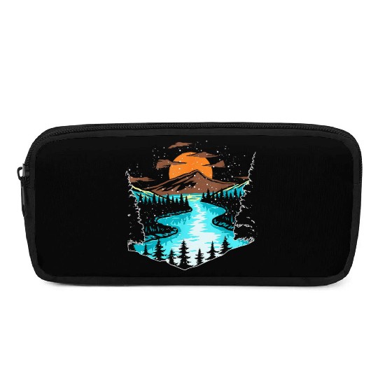 Wildlife Mountain River Outdoor Nature Full Moon Pencil Cases