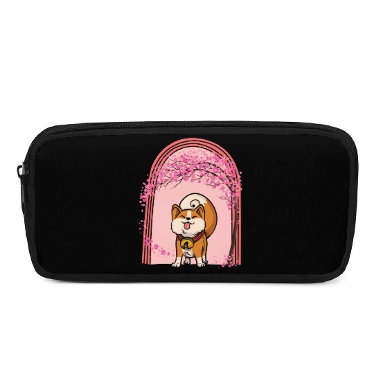 Cherry Blossom Pencil Cases, Shiba Inu Dog Sakura Kawaii