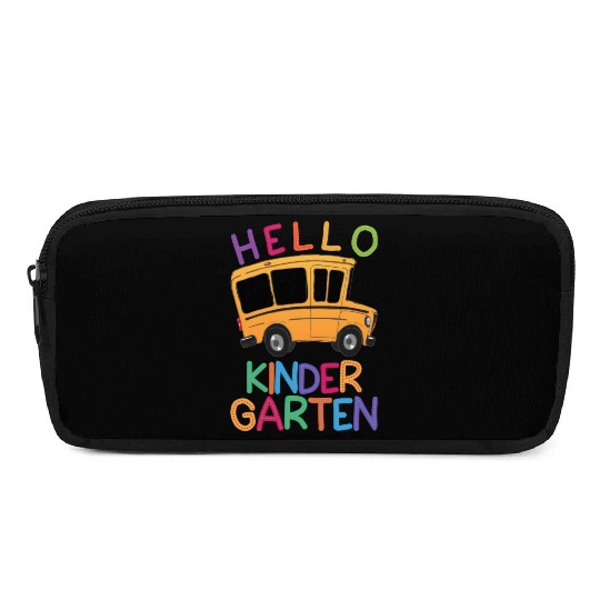 hello kindergarten Pencil Cases print template school bus