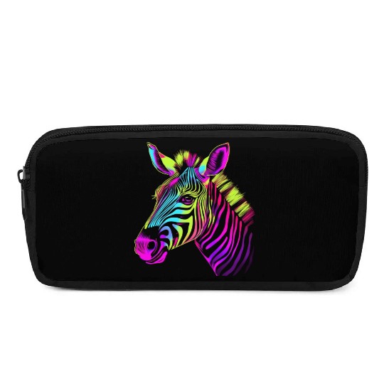Zebra Neon Colors Portrait Pencil Cases