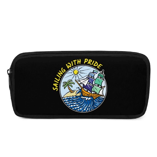 LGBTQ Sailing Ship with Gay Flag, Family Vacation Pencil Cases