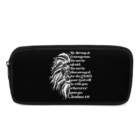 Christian Lion Joshua 19 Be Strong, Courageous Bib Pencil Cases