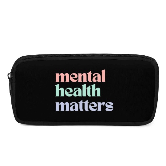 Mental Health Matters | Retro Quote Pastel Rainbow Pencil Cases