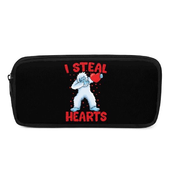 Dabbing Yeti Holding Heart Bigfoot Lover Yeti Pencil Cases