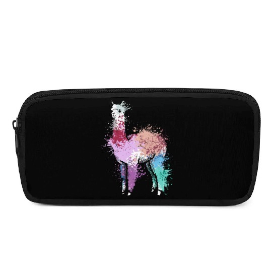 Colorful Splash Art Farm animals alpaca Llama Pencil Cases
