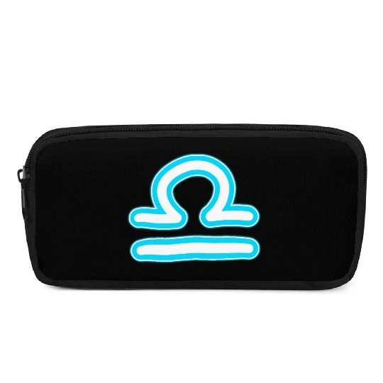 Libra Zodiac Sign Neon Blue Pencil Cases