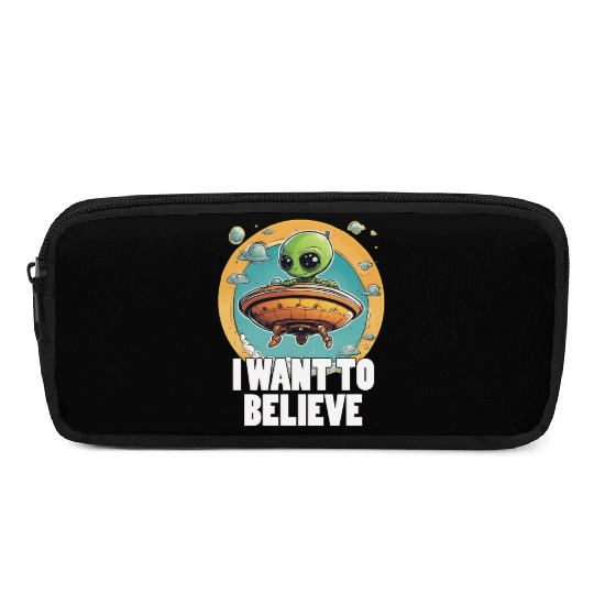 I WANT TO BELIEVE cute alien in spaceship Pencil Cases