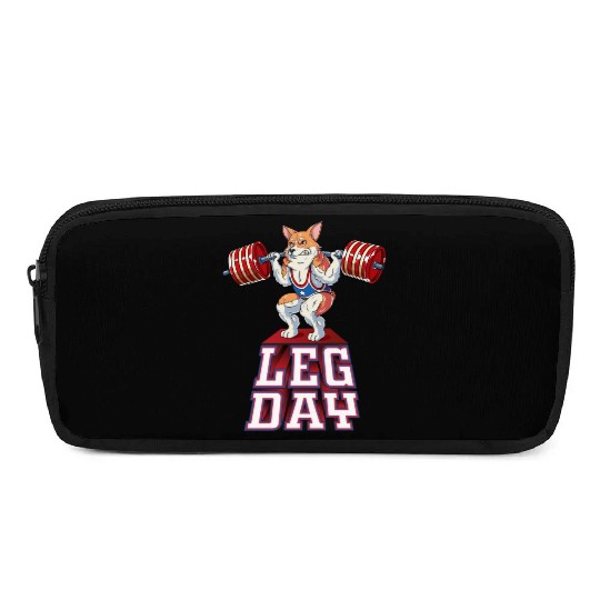 Leg Day Corgi Weight Lifting Squat Gym Pencil Cases