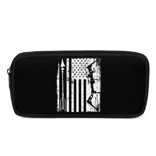Outdoor Hunting American Flag Bow Arrow Target Pencil Cases