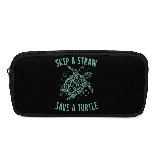 Skip A Straw Save A Turtle Earth Day Pencil Cases