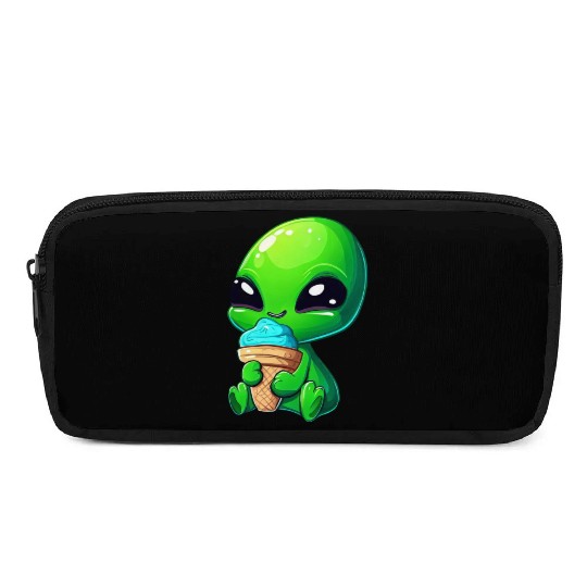 Alien Extraterrestrial Ice Blue Green Pencil Cases