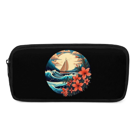 Sailing Ship Sailing Orchids Flowers Sailboat Pencil Cases