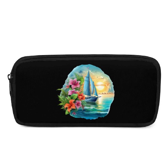 Sailing Ship Sailing Orchids Flowers Sailboat Pencil Cases