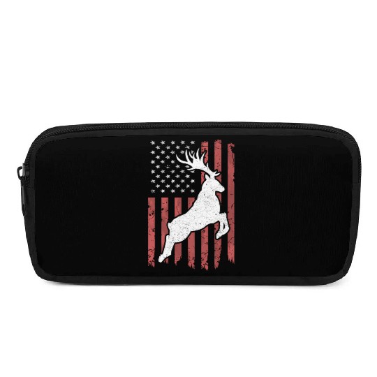 Deer Bow Hunting Whitetail Hunter American Flag Pencil Cases