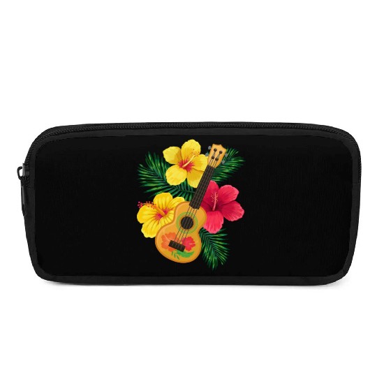 Hawaii Ukulele and Hibiscus Flowers Summer Pencil Cases