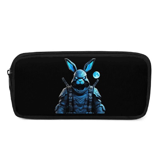 Cyber Ninja Hare: Blue-Grey Fierceness Unleashed Pencil Cases