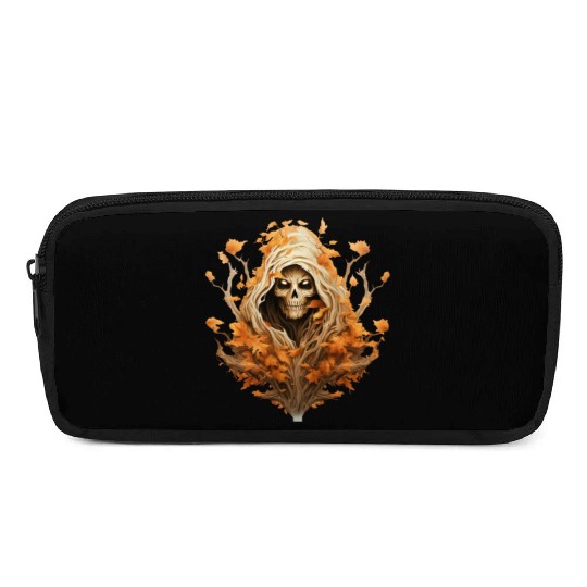 Halloween Autumn with Skull Tree and Grim Reaper Pencil Cases