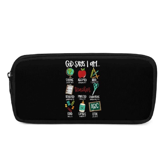 God Says I Am Teacher Pencil Cases