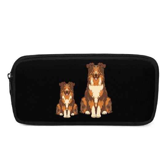 Collie Dog Lover Parent Dad Mom and Son Daughter Pencil Cases