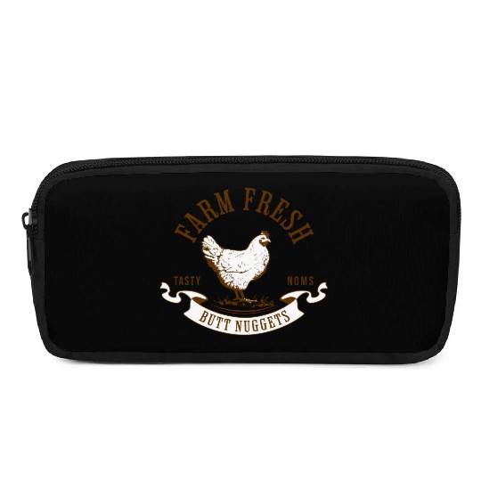 Chicken Lover Farm Fresh Butt Nuggets Funny Farmer Pencil Cases