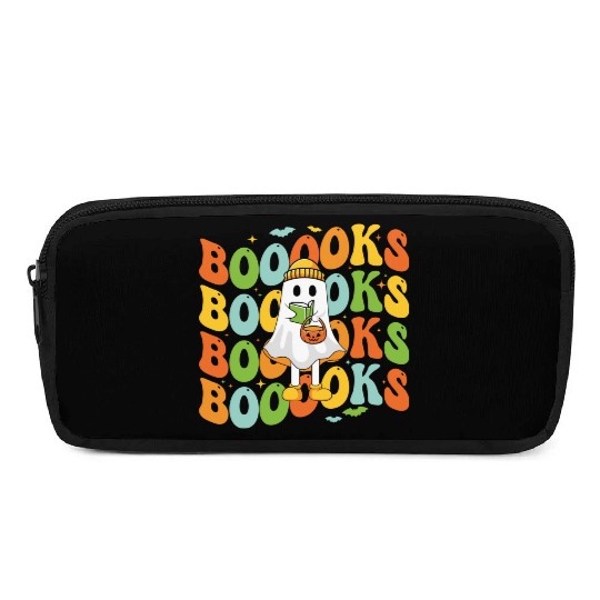 Booooks Cute Ghost Reading A Book Funny Book Lover Pencil Cases