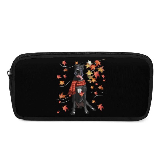 Maple Dog Leaf Fall Hello Autumn Funny Great Dane Pencil Cases