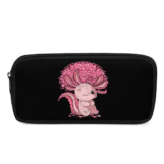 Cherry Blossom Tree Amphibian Gift Sakura Axolotl Pencil Cases