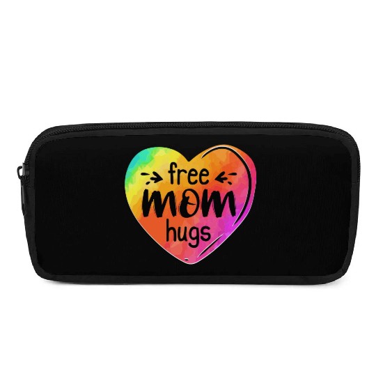 LGBTQIA LGBT Free Mom Hugs Rainbow Heart Gay Pride Pencil Cases