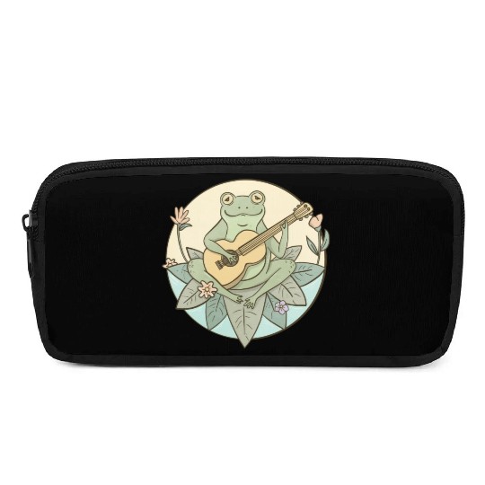 Cottagecore Aesthetic Frog Playing Guitar Pencil Cases