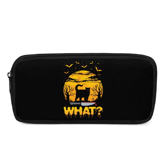 Funny What Cat Scary Creepy Halloween Pencil Cases