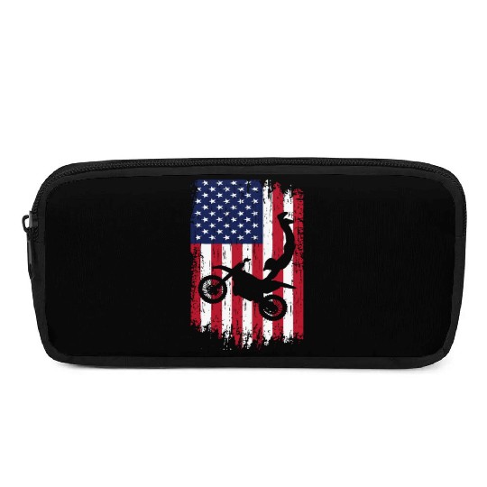 Supercross Freestyle Motocross American Flag Pencil Cases