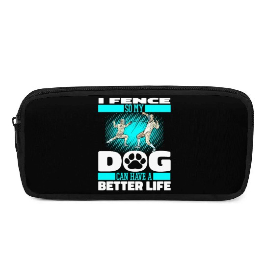 Fencing Fencer Dog Pencil Cases